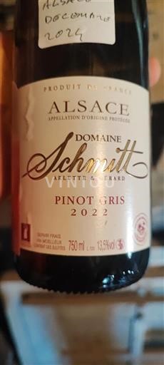 Alsace Domaine Schmitt Arlette & Bernard Prestige pinot gris 2022