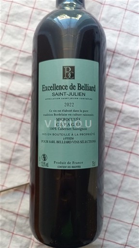 Bordeaux Saint-Julien Excellence de Belliard Micro Cépages 100% Cabernet Sauvignon 2022