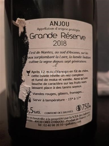 Loiredalen Anjou Les Galinières Grande Réserve 2018