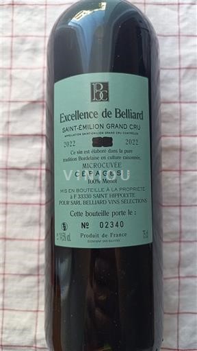 Bordeaux Saint-Émilion Grand Cru Grand Cru Excellence de Belliard Micro 2022