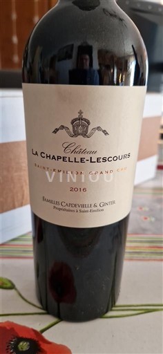 Bordeaux Saint-Émilion Grand Cru Grand Cru Château La Chapelle-Lescours 2016