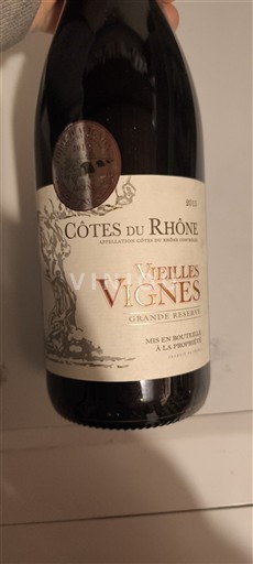 Viinit Rouge sec Vieilles Vignes Grande Réserve 2015 Ranska Rhônen laakso Côtes-du-rhône AOC