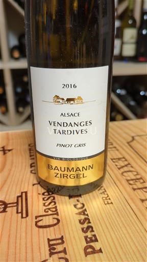 Alsace Pinot xám Vendanges Tardives Baumann Zirgel 2016