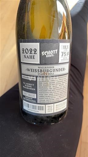 Nahe Schott Fallbeil Walhäuser Weissburgunder Stahle & Holz 2022