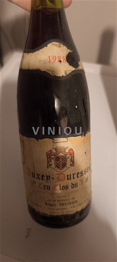 Burgundy Auxey-Duresses Premier Cru Roger Peurière 1er Cru Clos du Val 1988
