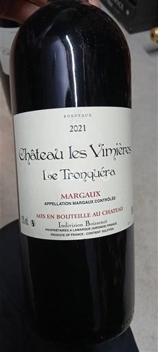 Bordeaux Margaux Château Les Vimières Le Tronquéra 2021