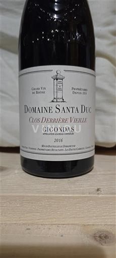Rhônen laakso Gigondas Domaine Santa Duc Clos derrière vieille 2016