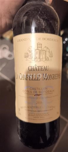 Bordeaux Castillon-côtes-de-bordeaux Château La Chapelle Monrepos 2016