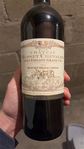 Bordeaux Saint-Émilion Grand Cru Grand Cru Château Musset Chevalier 2016