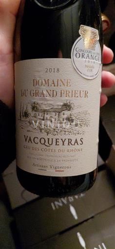 Rhônen laakso Vacqueyras Domaine Grand Prieur 2018