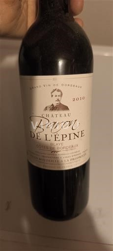 Bordeaux Blaye-côtes-de-bordeaux Château Baron de l'Épine 2010