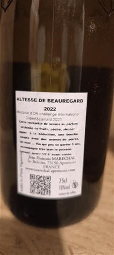 Savoie og Bugey Roussette de Savoie Beauregard Altesse de Beauregard 2022