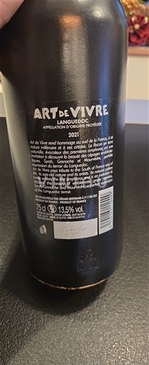 Rượu vang Rouge sec Art de Vivre 2021 Pháp Languedoc AOC