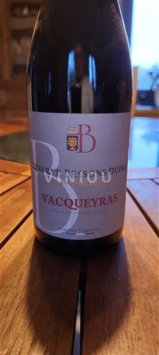 Viinit Rouge sec Réserve Bessons Dupin 2023 Ranska Rhônen laakso Vacqueyras AOC