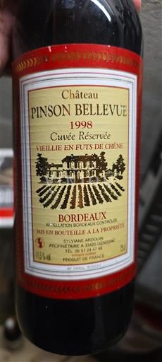 Bordeaux Château Pinson Bellevue Réservée 1998