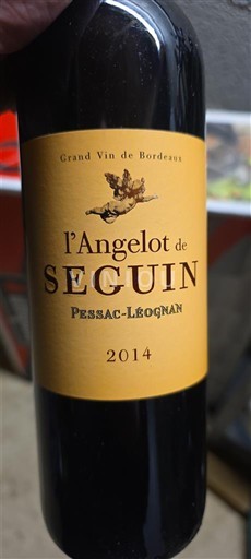 Bordeaux Pessac-Léognan Château Seguin l'Angelot de Seguin 2014