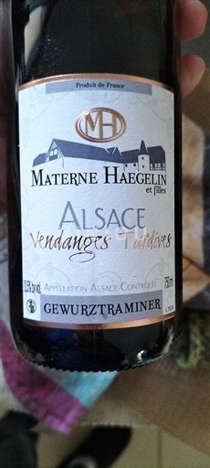 Alsacia Vendanges Tardives Materne Haegelin et filles Gewurztraminer 2018