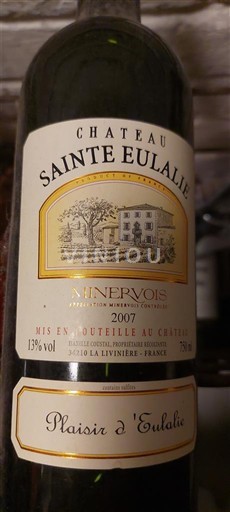 Langvedok Minervois Château Sainte Eulalie Plaisir d'Eulalie 2007