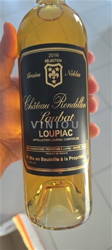 Bordeaux Loupiac Château Rondillon Laubat Sélection Grains Nobles 2016