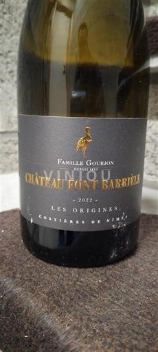 Viinit Blanc demi-sec Les Origines Château Pont Barriele 2022 Ranska Rhônen laakso Nîmesin viinialue AOC