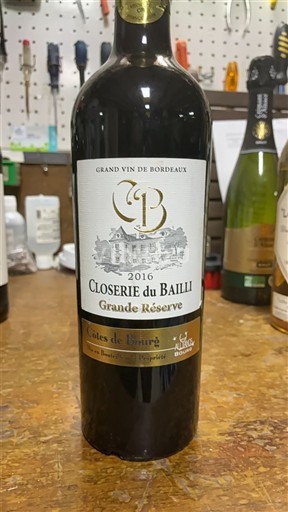 Bordeaux Côtes de Bourg Closerie du Bailli Grande Réserve 2016