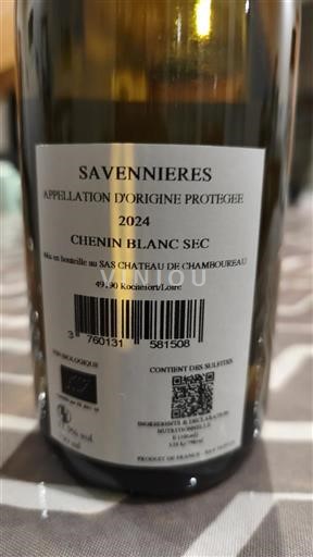Loiredalen Savennières Château Chamboureau 2024