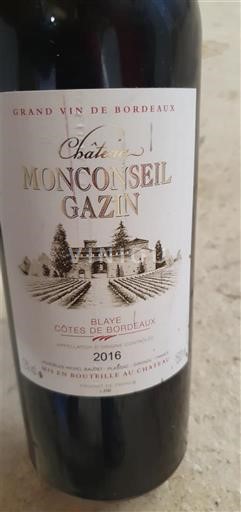 Bordeaux Blaye-Côtes-de-Bordeaux Château Monconseil Gazin 2016