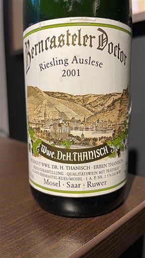 Mosel Moselle Dr. H. Thanisch Berncasteler Doctor Riesling Auslese 2001