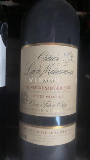 Bordeaux Montagne-saint-émilion Château Lys de Maisonneuve Prestige 2010