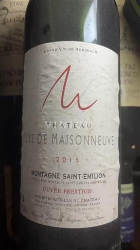Bordeaux Montagne-saint-émilion Château Lys de Maisonneuve Prestige 2015