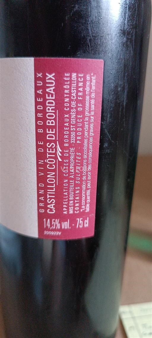 Bordeaux Castillon-côtes-de-bordeaux Le versant  2020