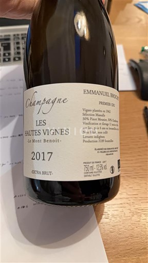 Champagne Sâm-panh Premier Cru Emmanuel Brochet Les Hautes Vignes - Le Mont Benoit 2017