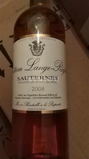 Bordeaux Sauternes Château Lange-Reglat 2008