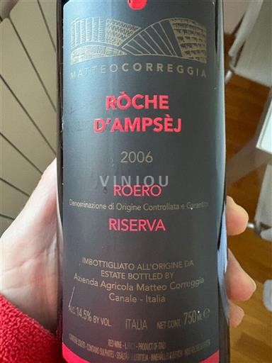 Piemonte Roero Matteo Correggia Ròche d'Ampsej 2006