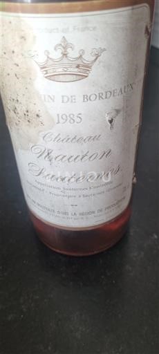 Viinit Blanc liquoreux Château Hauton 1985 Ranska Bordeaux Sauternes AOC