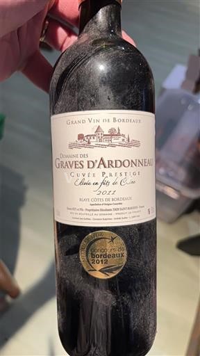 Wines Rouge sec Prestige Domaine S Graves d'Ardonneau 2011 France Bordeaux Blaye-Côtes-de-Bordeaux AOC