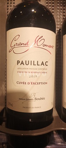 Bordeaux Pauillac Maison Johannes Boubée Grand Moment d'Exception 2019