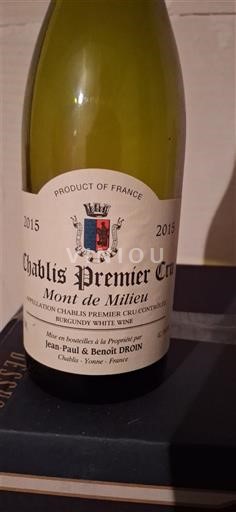Burgundy Chablis Premier Cru Jean-Paul & Benoît Droin Mont de Milieu 2015