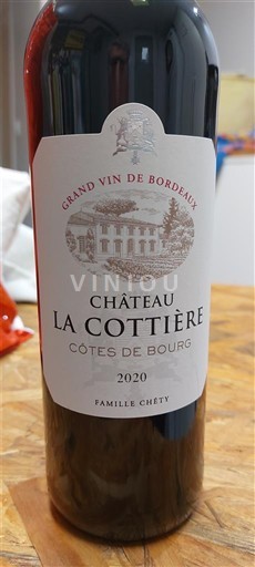 Wines Rouge sec Château La Cottière 2020 France Bordeaux Côtes de Bourg AOC