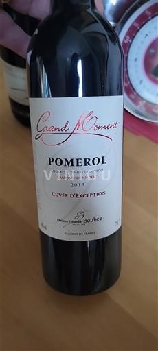 Vin Rouge sec Grand Moment Cuvée d'Exception Moulin Bellevue Boubée 2019 France Bordeaux Pomerol AOC