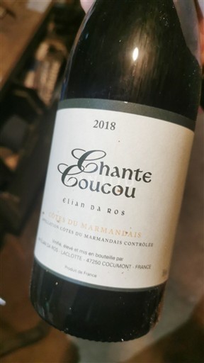 Viinit Rouge sec Chante Coucou Elian Da Ros 2018 Ranska Lounais-Ranska Côtes-du-Marmandais AOC