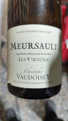 Vin Blanc sec Les Vireuils Domaine Christophe Vaudoisey 2017 France Bourgogne Meursault AOC