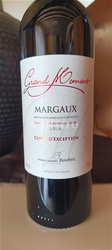 Bordeaux Margaux Maison Johanis Boubée Grand Moment d'Exception 2016
