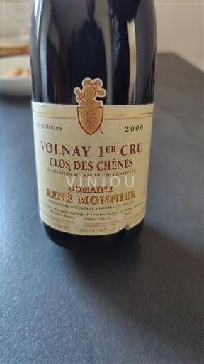 Viinit Rouge sec Clos des Chênes Domaine René Monnier 2000 Ranska Burgundi Volnay AOC Premier Cru