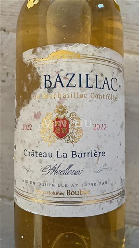 Tây Nam Monbazillac Château La Barrière 2022