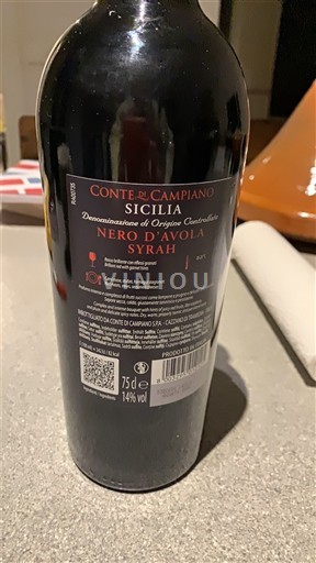 Sicilia Conte di Campiano Nero d'Avola Syrah Nemilésimat