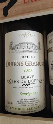 Bordéus Blaye-Côtes-de-Bordéus Château Bois Gramont Sauvignon 2023