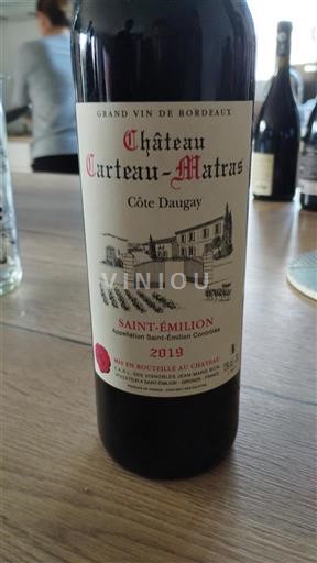 Vina Rouge sec Château Carteau Cote Daugay 2019 Francija Bordeaux Saint-Émilion AOC