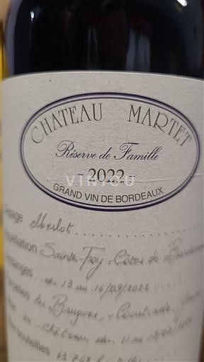 Bordeaux Ni doloceno Château Martet Réserve de Famille 2022