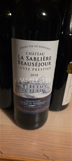 Bordeaux Castillon-côtes-de-bordeaux Château La Sablière Beauséjour Prestige 2018